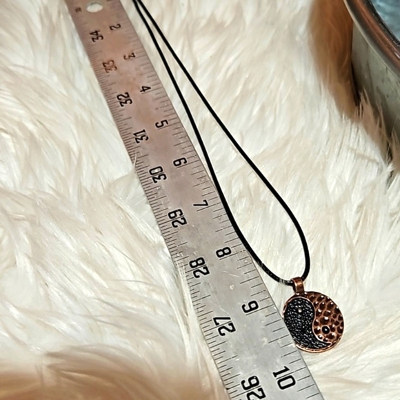 Black and Copper Ying Yang Necklace - Picture 3 of 5
